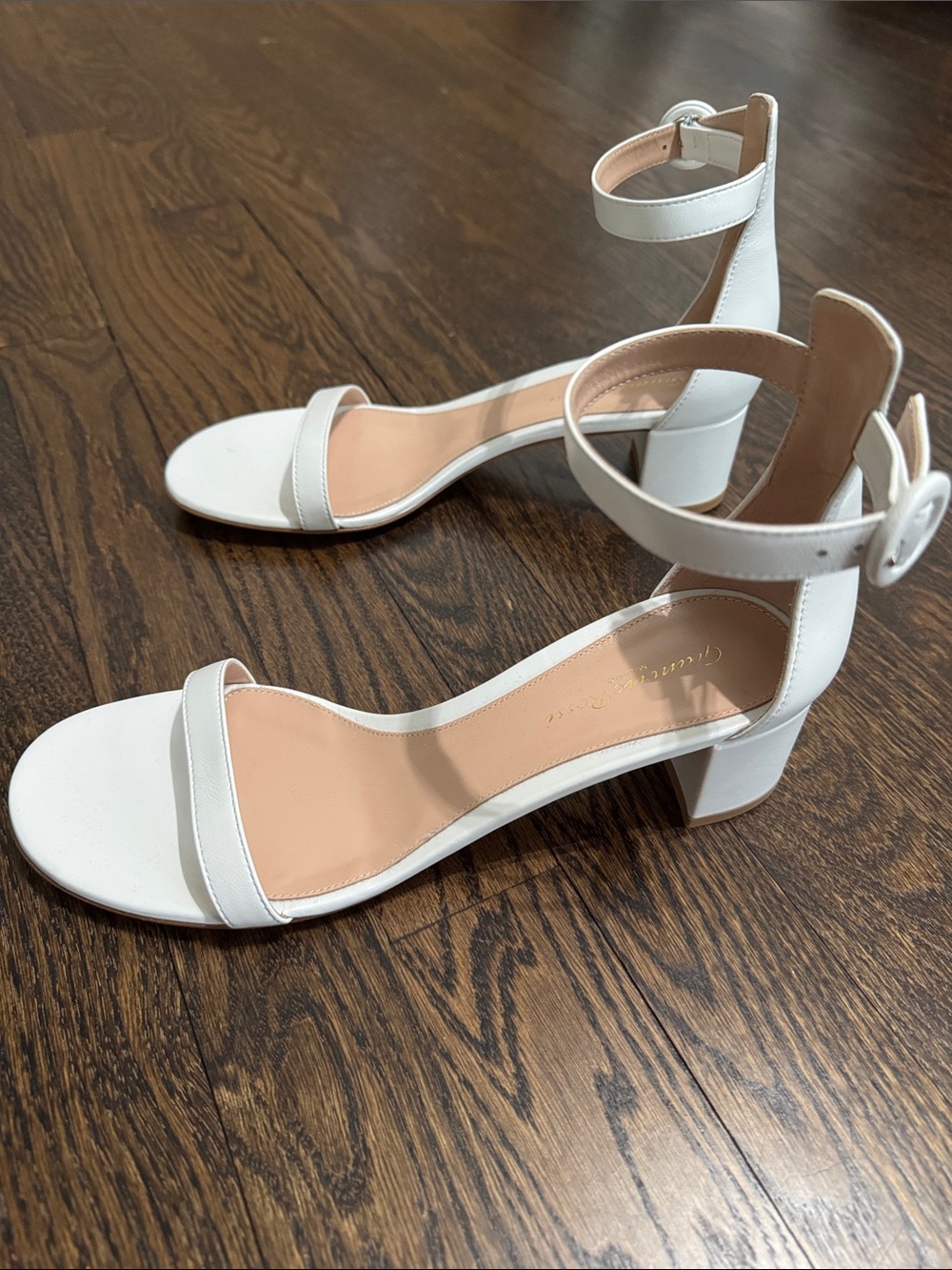 NWT Gianvito Rossi White Ankle-Strap Block Heel Sandals 38